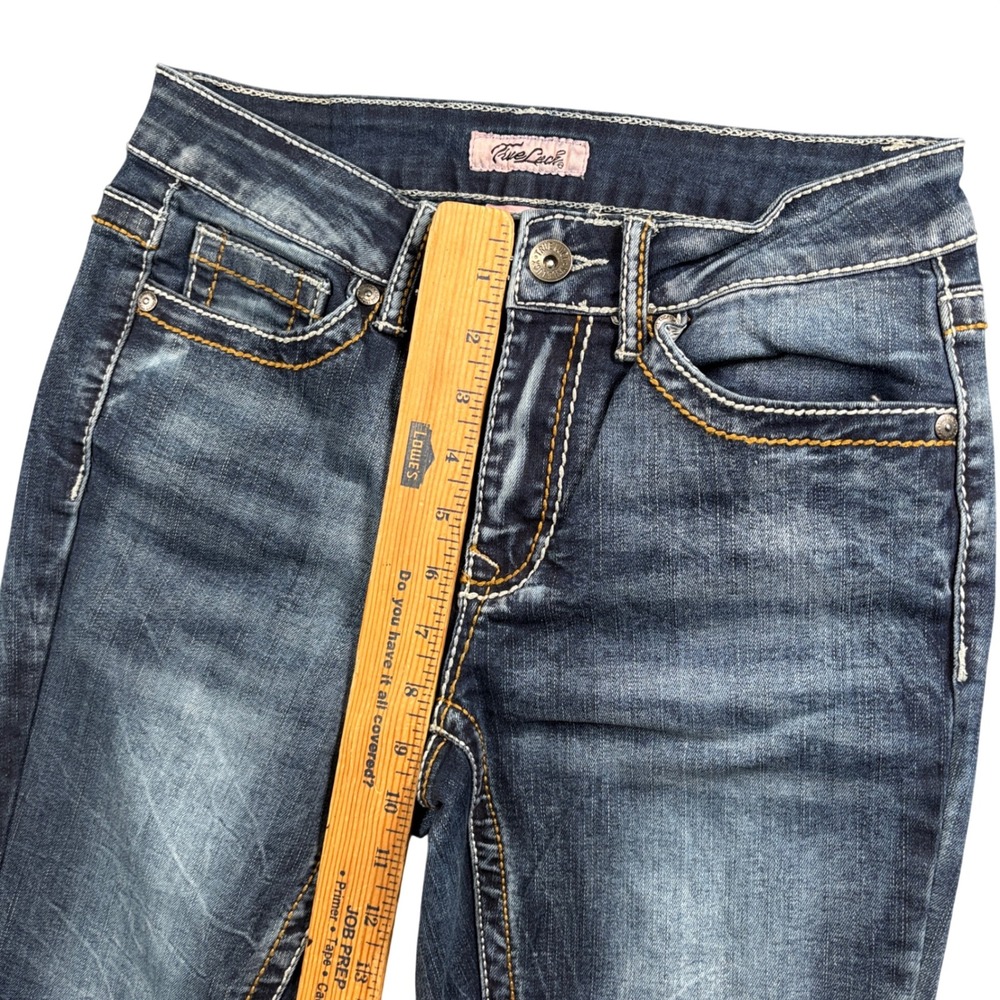 True Luck Jeans Women's 7/8 Bootcut Medium Wash Embroidered Flap Pocket Y2K - Picture 10 of 11